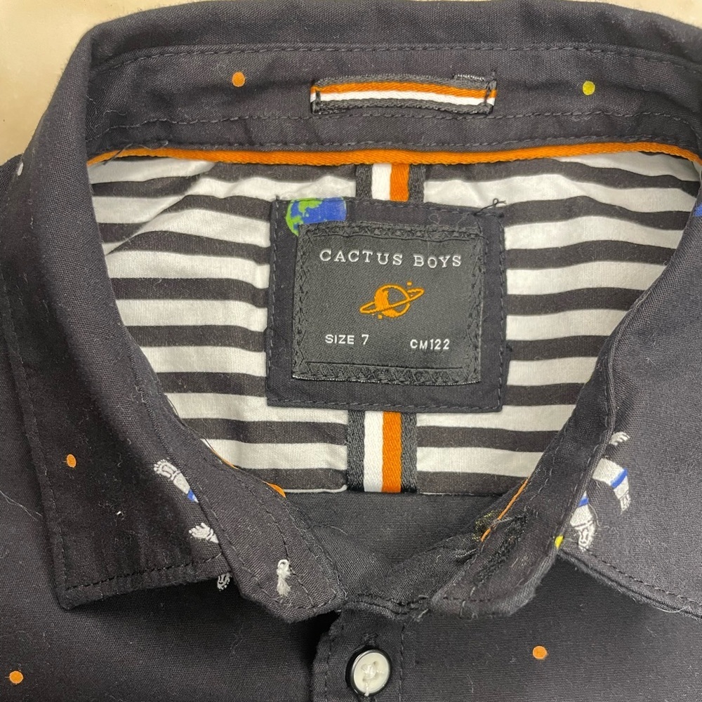 Cactus Boys Space-Themed Short Sleeve button down Shirt size 7 - Picture 3 of 5